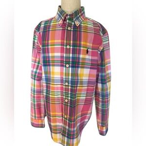 Ralph Lauren blue Label quality size medium 20/12 Multicolor Plaid Shirt cotton